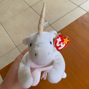 Vintage Unicorn Mystic Ty Beanie Baby stuffed animal - white